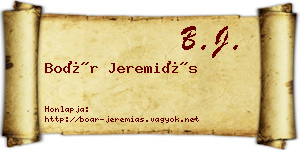 Boár Jeremiás névjegykártya